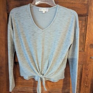 Pink Republic‎ Blue Tie-Front Relaxed Blouse